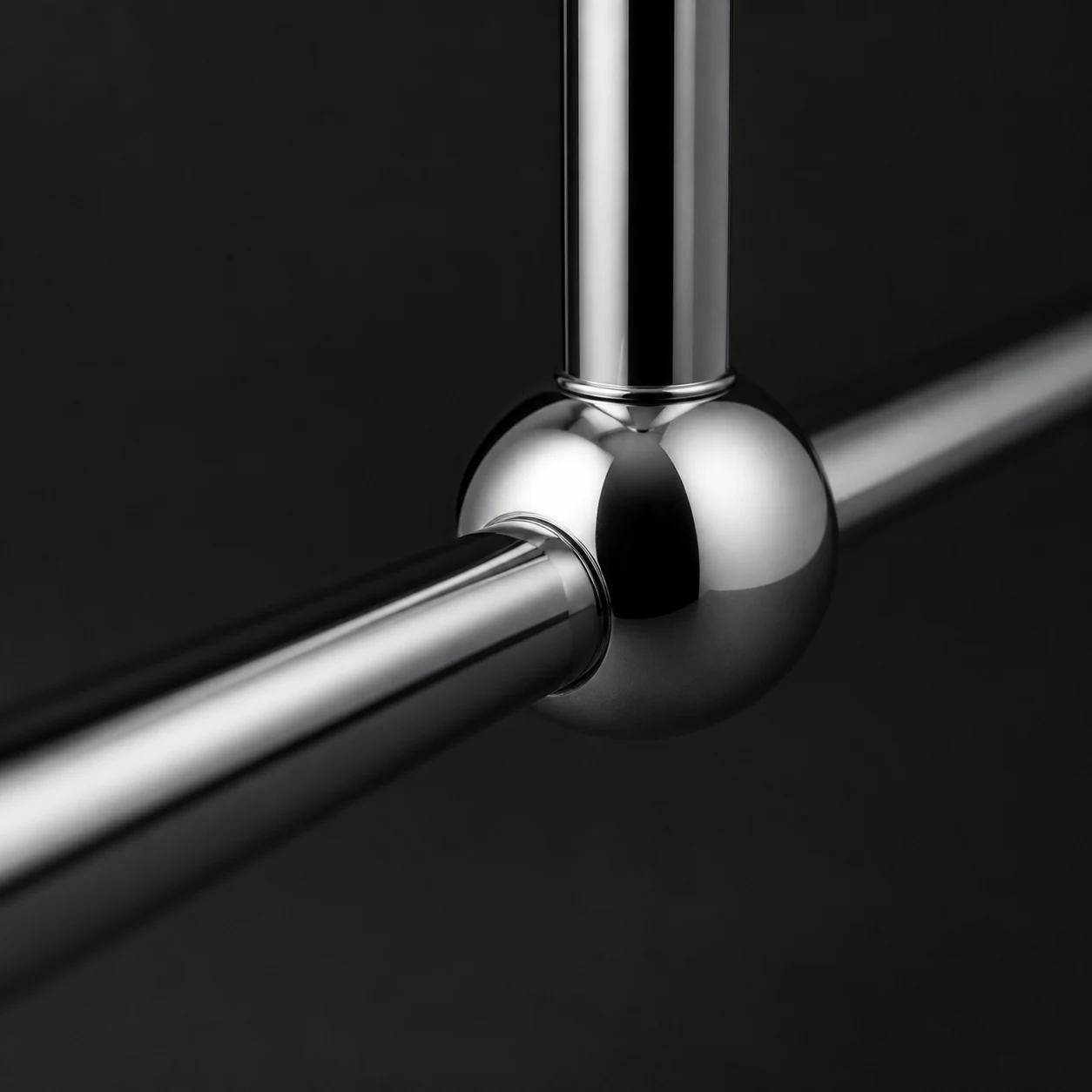 Macro detail of a ball-and-tube connector